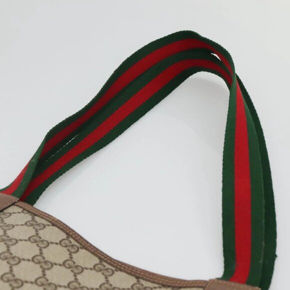 GUCCI GG Supreme Web Sherry Line Tote Bag PVC Beige Red 39 02 003 Auth - Picture 9 of 16